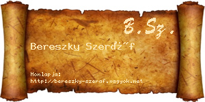 Bereszky Szeráf névjegykártya